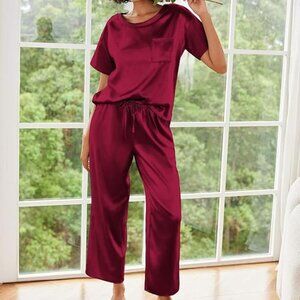 Women's Red Satin Pajamas